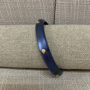 Alexis Bittar Luminous Blue and Gold Tone Bangle Bracelet